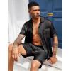Ekouaer Mens Silk Satin Pajamas Set, Short Sleeve Sleepwear Lightweight Button Up Lounge Pjs Set with Pockets S-4XL(Solid Black)