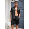 Ekouaer Mens Silk Satin Pajamas Set, Short Sleeve Sleepwear Lightweight Button Up Lounge Pjs Set with Pockets S-4XL(Solid Black)