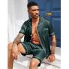 Ekouaer Mens Silk Satin Pajamas Set, Short Sleeve Sleepwear Lightweight Button Up Lounge Pjs Set with Pockets S-4XL(Teal)