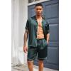 Ekouaer Mens Silk Satin Pajamas Set, Short Sleeve Sleepwear Lightweight Button Up Lounge Pjs Set with Pockets S-4XL(Teal)