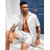 Ekouaer Mens Silk Satin Pajamas Set, Short Sleeve Sleepwear Lightweight Button Up Lounge Pjs Set with Pockets S-4XL(White)