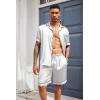 Ekouaer Mens Silk Satin Pajamas Set, Short Sleeve Sleepwear Lightweight Button Up Lounge Pjs Set with Pockets S-4XL(White)