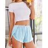 Ekouaer Womens Satin Pajama Shorts Side Slit Silk PJ Shorts Ruffled Lounge Bottoms Sleep shorts(Blue)