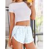 Ekouaer Womens Satin Pajama Shorts Side Slit Silk PJ Shorts Ruffled Lounge Bottoms Sleep shorts(Blue Leopard)