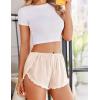 Ekouaer Womens Satin Pajama Shorts Side Slit Silk PJ Shorts Ruffled Lounge Bottoms Sleep shorts(Champagne)