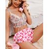 Ekouaer Womens Satin Pajama Shorts Side Slit Silk PJ Shorts Ruffled Lounge Bottoms Sleep shorts(Heart Leopard)
