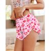 Ekouaer Womens Satin Pajama Shorts Side Slit Silk PJ Shorts Ruffled Lounge Bottoms Sleep shorts(Heart Leopard)