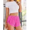 Ekouaer Womens Satin Pajama Shorts Side Slit Silk PJ Shorts Ruffled Lounge Bottoms Sleep shorts(Pink Leopard)