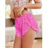 Ekouaer Womens Satin Pajama Shorts Side Slit Silk PJ Shorts Ruffled Lounge Bottoms Sleep shorts(Pink Leopard)