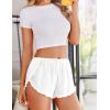 Ekouaer Womens Satin Pajama Shorts Side Slit Silk PJ Shorts Ruffled Lounge Bottoms Sleep shorts(White)