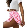 Ekouaer Womens Satin Pajama Shorts Side Slit Silk PJ Shorts Ruffled Lounge Bottoms Sleep shorts(Heart Leopard)
