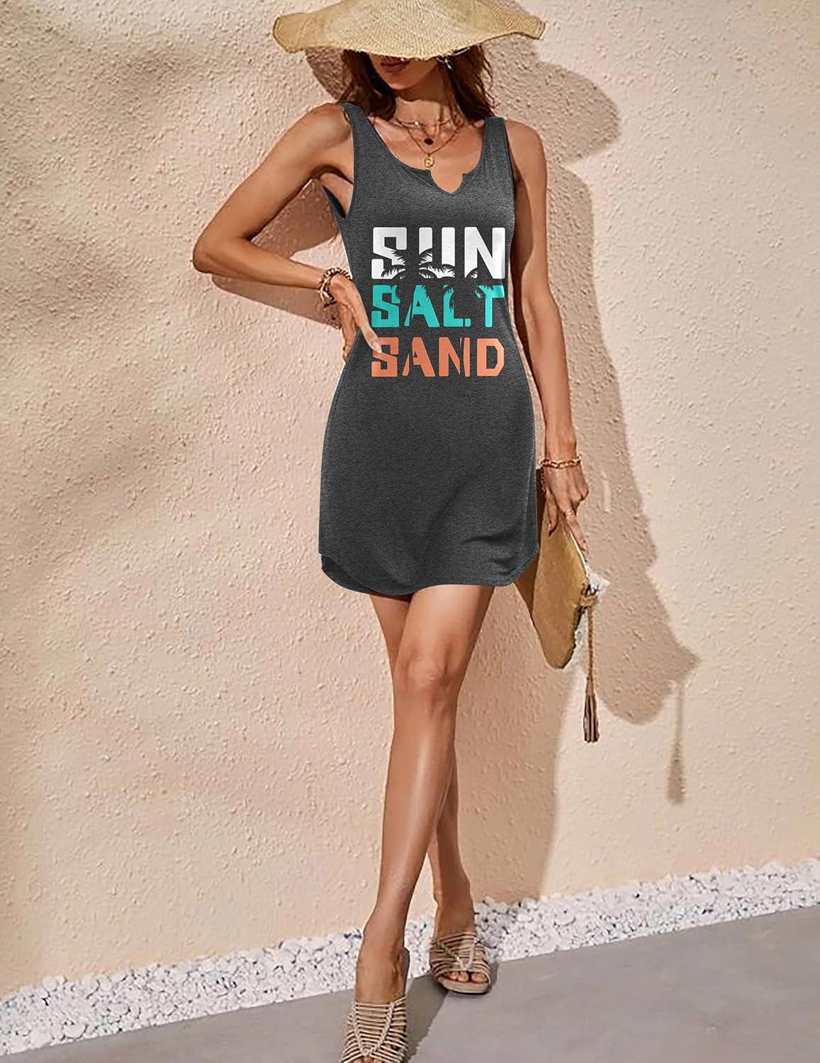 imageEkouaer Nightgowns for Women 2 Pack Tank Night Gown Sleeveless Sleep Shirt V Neck Chemise Soft Night Shirt Ladies Sleep DressNavyGray Letter