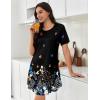 Ekouaer Nightgowns for Women Pleated Nightshirts Short Sleeve Sleepshirts Crew Neck Sleepwear Soft Night Gown Sleepdress(Black Colorful Butterfly)