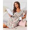 Ekouaer Nightgowns for Women with Pockets House Dress Pleated Night Gowns Short Sleeve Lounge Dress Floral Mumu Dress S-3XL(Daisy Pink)
