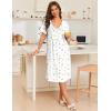 Ekouaer Nightgowns for Women with Pockets House Dress Pleated Night Gowns Short Sleeve Lounge Dress Floral Mumu Dress S-3XL(Daisy White)