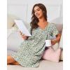 Ekouaer Nightgowns for Women with Pockets House Dress Pleated Night Gowns Short Sleeve Lounge Dress Floral Mumu Dress S-3XL(Dense Floral Apricot)