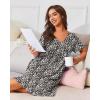 Ekouaer Nightgowns for Women with Pockets House Dress Pleated Night Gowns Short Sleeve Lounge Dress Floral Mumu Dress S-3XL(Dense Floral Black)