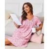 Ekouaer Nightgowns for Women with Pockets House Dress Pleated Night Gowns Short Sleeve Lounge Dress Floral Mumu Dress S-3XL(Dense Floral Pink)