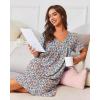 Ekouaer Nightgowns for Women with Pockets House Dress Pleated Night Gowns Short Sleeve Lounge Dress Floral Mumu Dress S-3XL(Dense Floral Red)