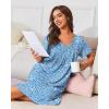Ekouaer Nightgowns for Women with Pockets House Dress Pleated Night Gowns Short Sleeve Lounge Dress Floral Mumu Dress S-3XL(Floral Blue)