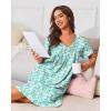 Ekouaer Nightgowns for Women with Pockets House Dress Pleated Night Gowns Short Sleeve Lounge Dress Floral Mumu Dress S-3XL(Floral Green)