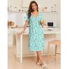 Ekouaer Nightgowns for Women with Pockets House Dress Pleated Night Gowns Short Sleeve Lounge Dress Floral Mumu Dress S-3XL(Floral Green)