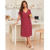 Ekouaer Nightgowns for Women with Pockets House Dress Pleated Night Gowns Short Sleeve Lounge Dress Floral Mumu Dress S-3XL(Floral Red)