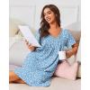 Ekouaer Nightgowns for Women with Pockets House Dress Pleated Night Gowns Short Sleeve Lounge Dress Floral Mumu Dress S-3XL(Flower Blue)