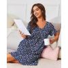 Ekouaer Nightgowns for Women with Pockets House Dress Pleated Night Gowns Short Sleeve Lounge Dress Floral Mumu Dress S-3XL(Flower Branch Blue)