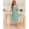 Ekouaer Nightgowns for Women with Pockets House Dress Pleated Night Gowns Short Sleeve Lounge Dress Floral Mumu Dress S-3XL(Flower Green)