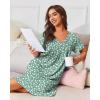 Ekouaer Nightgowns for Women with Pockets House Dress Pleated Night Gowns Short Sleeve Lounge Dress Floral Mumu Dress S-3XL(Flower Green)