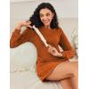 Ekouaer Women’s Nightgown Long Sleeve Ribbed Knit Nightshirt Round Neck Sleep Shirt Soft Sweater Dress S-XXL(Caramel)