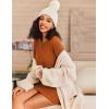 Ekouaer Women’s Nightgown Long Sleeve Ribbed Knit Nightshirt Round Neck Sleep Shirt Soft Sweater Dress S-XXL(Caramel)