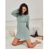 Ekouaer Women’s Nightgown Long Sleeve Ribbed Knit Nightshirt Round Neck Sleep Shirt Soft Sweater Dress S-XXL(Light Green)