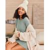 Ekouaer Women’s Nightgown Long Sleeve Ribbed Knit Nightshirt Round Neck Sleep Shirt Soft Sweater Dress S-XXL(Light Green)