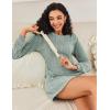 Ekouaer Women’s Nightgown Long Sleeve Ribbed Knit Nightshirt Round Neck Sleep Shirt Soft Sweater Dress S-XXL(Light Green)