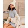 Ekouaer Women’s Nightgown Long Sleeve Ribbed Knit Nightshirt Round Neck Sleep Shirt Soft Sweater Dress S-XXL(Light Grey)