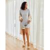 Ekouaer Women’s Nightgown Long Sleeve Ribbed Knit Nightshirt Round Neck Sleep Shirt Soft Sweater Dress S-XXL(Light Grey)