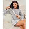 Ekouaer Women’s Nightgown Long Sleeve Ribbed Knit Nightshirt Round Neck Sleep Shirt Soft Sweater Dress S-XXL(Light Grey)