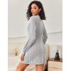 Ekouaer Women’s Nightgown Long Sleeve Ribbed Knit Nightshirt Round Neck Sleep Shirt Soft Sweater Dress S-XXL(Light Grey)