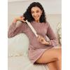 Ekouaer Women’s Nightgown Long Sleeve Ribbed Knit Nightshirt Round Neck Sleep Shirt Soft Sweater Dress S-XXL(Misty Rose)