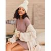Ekouaer Women’s Nightgown Long Sleeve Ribbed Knit Nightshirt Round Neck Sleep Shirt Soft Sweater Dress S-XXL(Misty Rose)