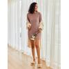 Ekouaer Women’s Nightgown Long Sleeve Ribbed Knit Nightshirt Round Neck Sleep Shirt Soft Sweater Dress S-XXL(Misty Rose)
