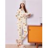 Ekouaer Womens Pajama Sets Cute Long Sleeve Pjs with Jogger Pants Soft Sleepwear Valentines Pajamas for Women Gifts XS-XXL(Apricot-cookie Milk)