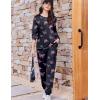 Ekouaer Womens Pajama Sets Cute Long Sleeve Pjs with Jogger Pants Soft Sleepwear Valentines Pajamas for Women Gifts XS-XXL(Black-pink Butterfly)