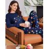 Ekouaer Womens Pajama Sets Cute Long Sleeve Pjs with Jogger Pants Soft Sleepwear Valentines Pajamas for Women Gifts XS-XXL(Dark Blue-planet)