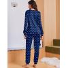 Ekouaer Womens Pajama Sets Cute Long Sleeve Pjs with Jogger Pants Soft Sleepwear Valentines Pajamas for Women Gifts XS-XXL(Navy Blue-white Pink Heart)