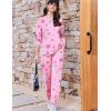 Ekouaer Womens Pajama Sets Cute Long Sleeve Pjs with Jogger Pants Soft Sleepwear Valentines Pajamas for Women Gifts XS-XXL(Pink-doughnut)