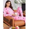 Ekouaer Womens Pajama Sets Cute Long Sleeve Pjs with Jogger Pants Soft Sleepwear Valentines Pajamas for Women Gifts XS-XXL(Pink-doughnut)