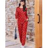 Ekouaer Womens Pajama Sets Cute Long Sleeve Pjs with Jogger Pants Soft Sleepwear Valentines Pajamas for Women Gifts XS-XXL(Red-bow Goblet)